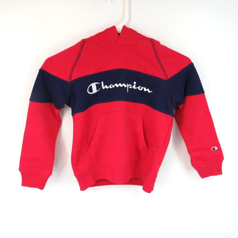 Champion Boys Red Blue Hooded Sweatshirt M (8) NWT $40